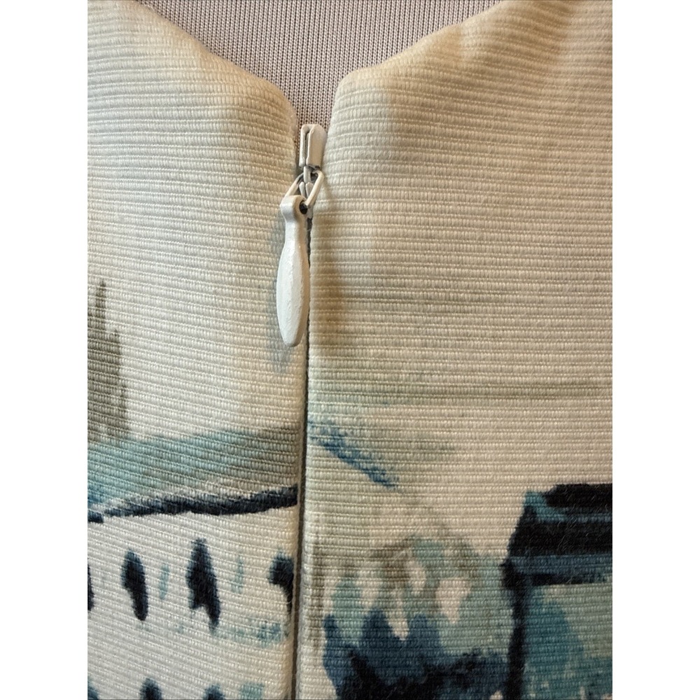 Talbots Painterly Scenic Rome Fit & Flare Dress 2 Pockets Belted  Brunch Artsy - Picture 6 of 12